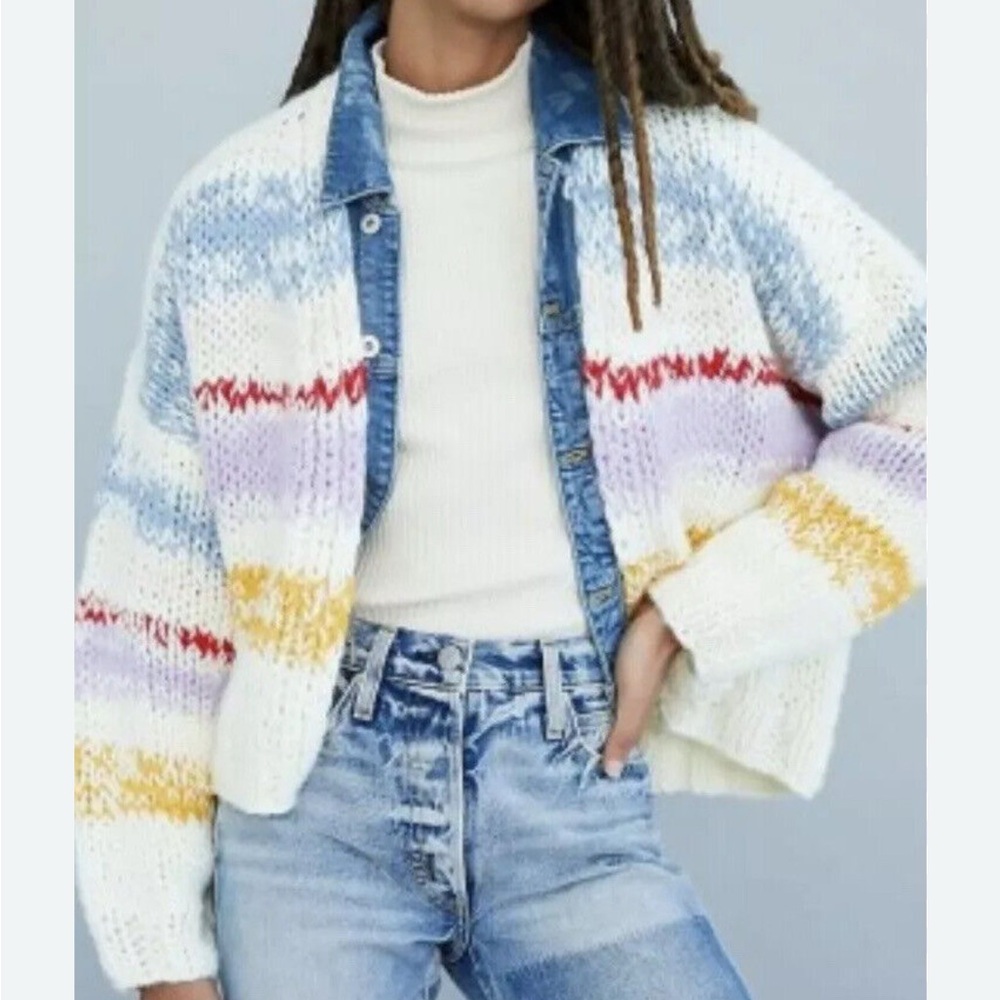 Anthropologie Grazia Chunky Colorful Striped Women's Sweater